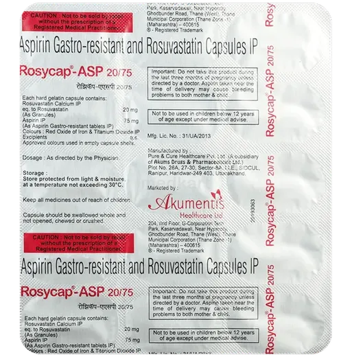 rosycap asp 20/75 capsule 15's